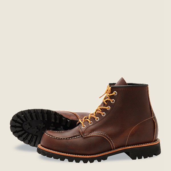 Red Wing Mens Roughneck - 6-inch Oil-slick Leather - Heritage Boots Dark Brown - 0619OPBJS